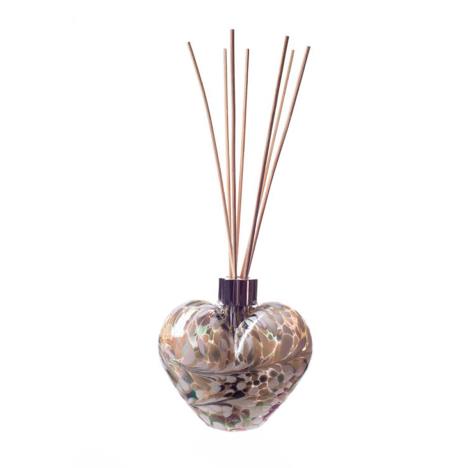 Amelia Art Glass Silver &amp; White Heart Reed Diffuser