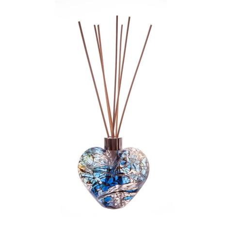 Amelia Art Glass White, Blue &amp; Green Heart Reed Diffuser