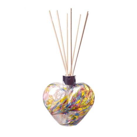 Amelia Art Glass White &amp; Multi-Colour Heart Reed Diffuser