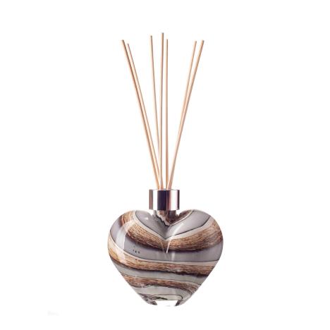 Amelia Art Glass Smoked Meadows Heart Reed Diffuser