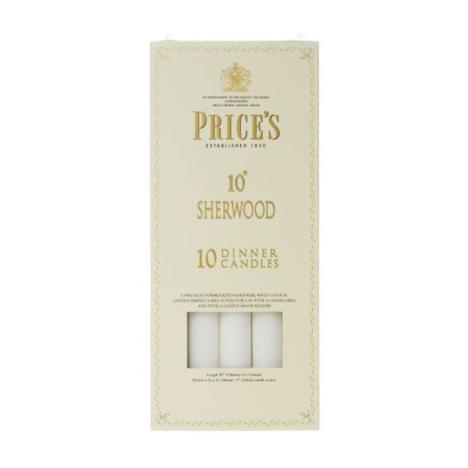 Price&#39;s Sherwood White Dinner Candles 25cm (Box of 10)