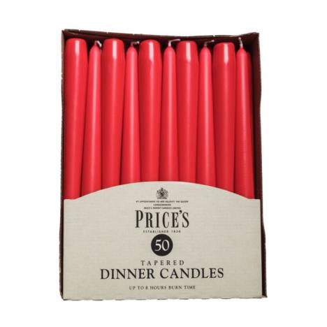 Price&#39;s Red Tapered Dinner Candle (Pack of 50)
