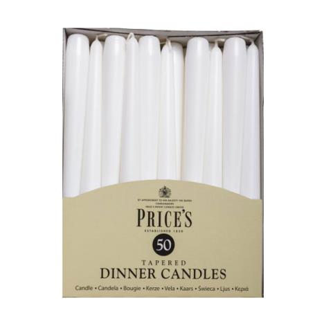 Price&#39;s White Tapered Dinner Candle (Pack of 50)