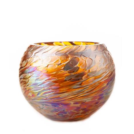 Amelia Art Glass Gold Round Tealight Holder