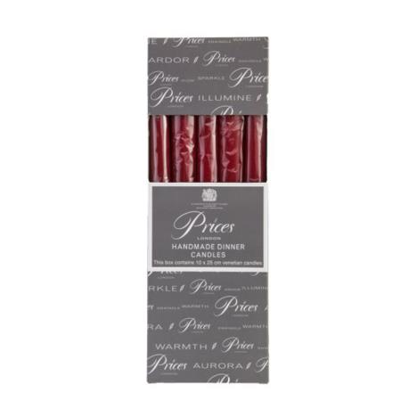 Price&#39;s Venetian Wine Red Wrapped Dinner Candles 25cm (Pack of 10)