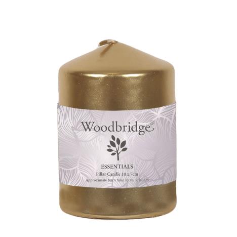 Woodbridge Gold Metallic Pillar Candle 10cm x 7cm