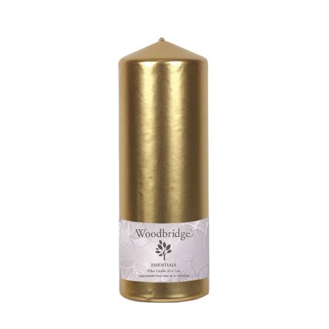 Woodbridge Gold Metallic Pillar Candle 20cm x 7cm  £5.84